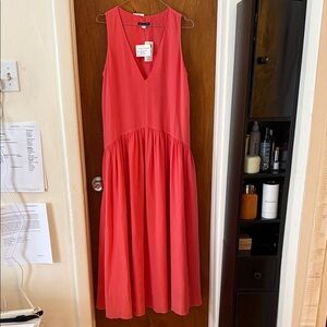 Eileen Fisher Vibrant Coral Midi Dress